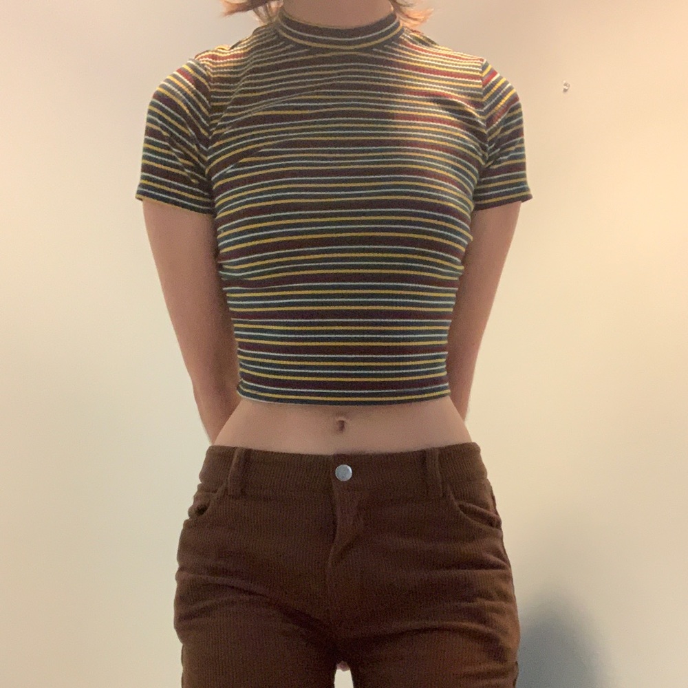 Y2K Striped Sweater Turtleneck Crop Top— size XS worn twice!